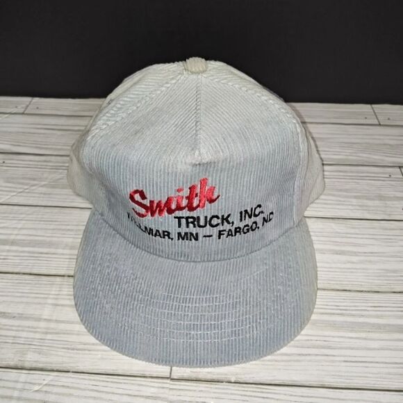 Yupoong Vintage Corduroy Trucker Snapback Hat Cap Smith Trunk Inc. Graphic - Picture 1 of 11